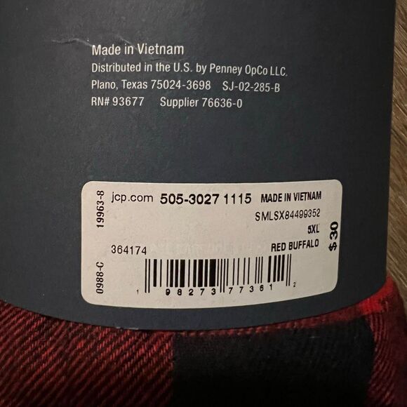 NWT ST. JOHN’S BAY Mens 5XL Flannel Pajama Sleep Pants Pockets Red Black Buffalo - Picture 4 of 4